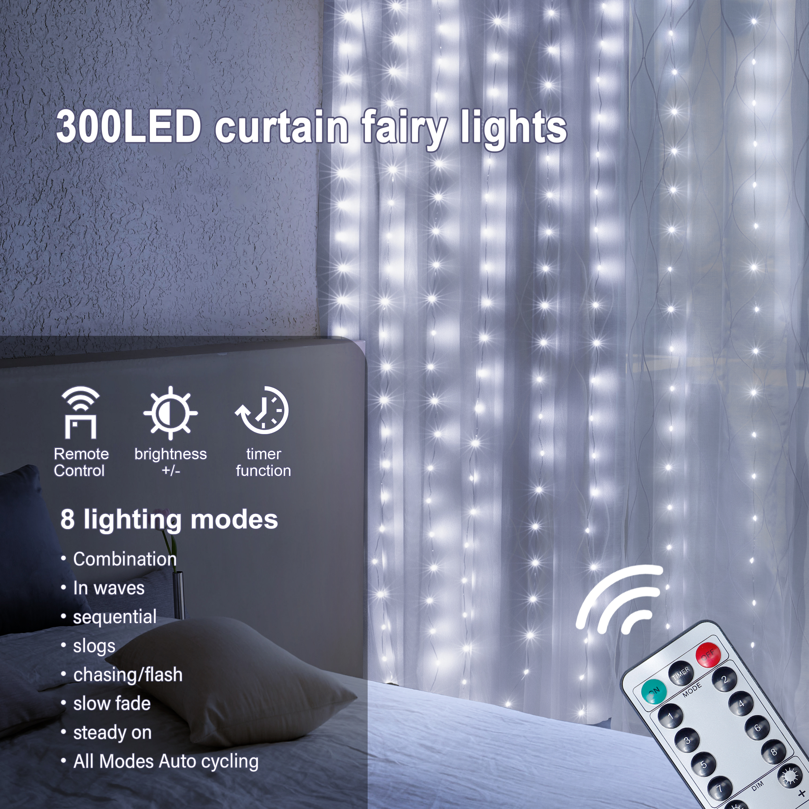 3*3m LED أضواء سلسلة سلك المطاط الستار