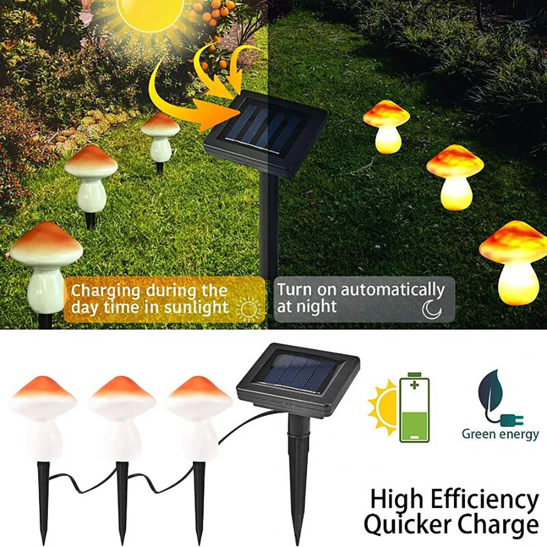 أضواء LED الشمسية فطر الجنية