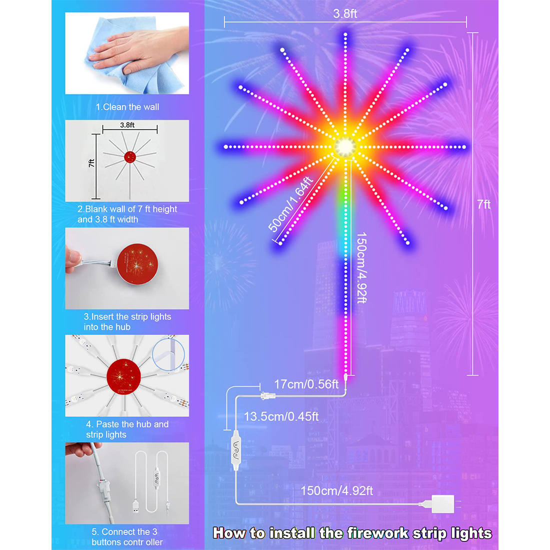 تقديم حجم أضواء قطاع الألعاب النارية LED الذكية RGB