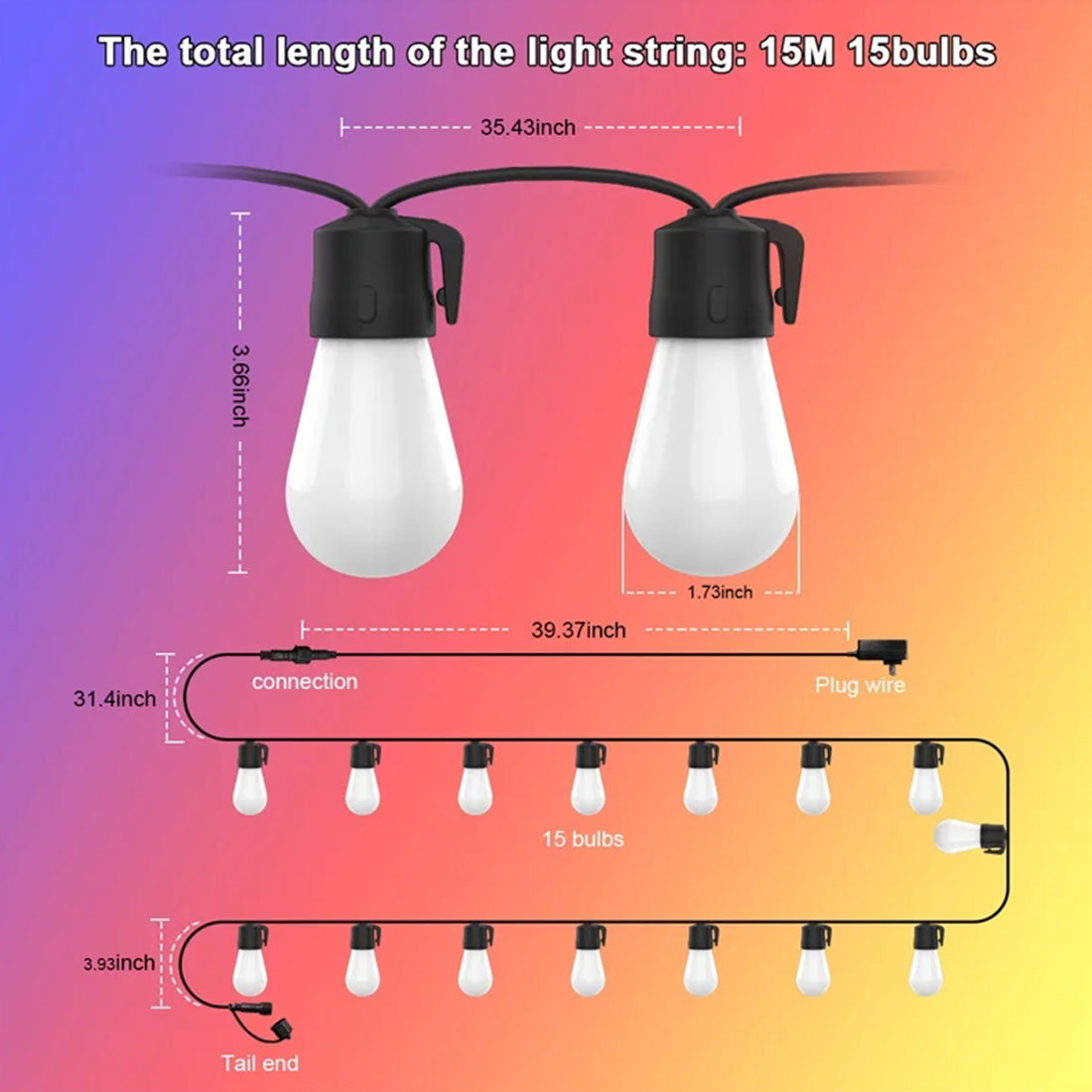 S14Smart LED لون الضوء سلسلة العرض الذكي الحجم