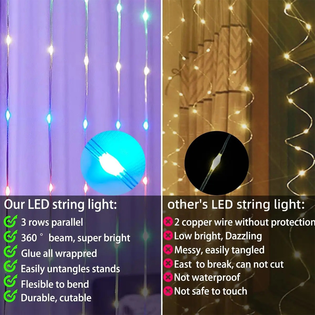 أضواء ستارة LED ذكية RGB أخرى وصورتنا المتباينة